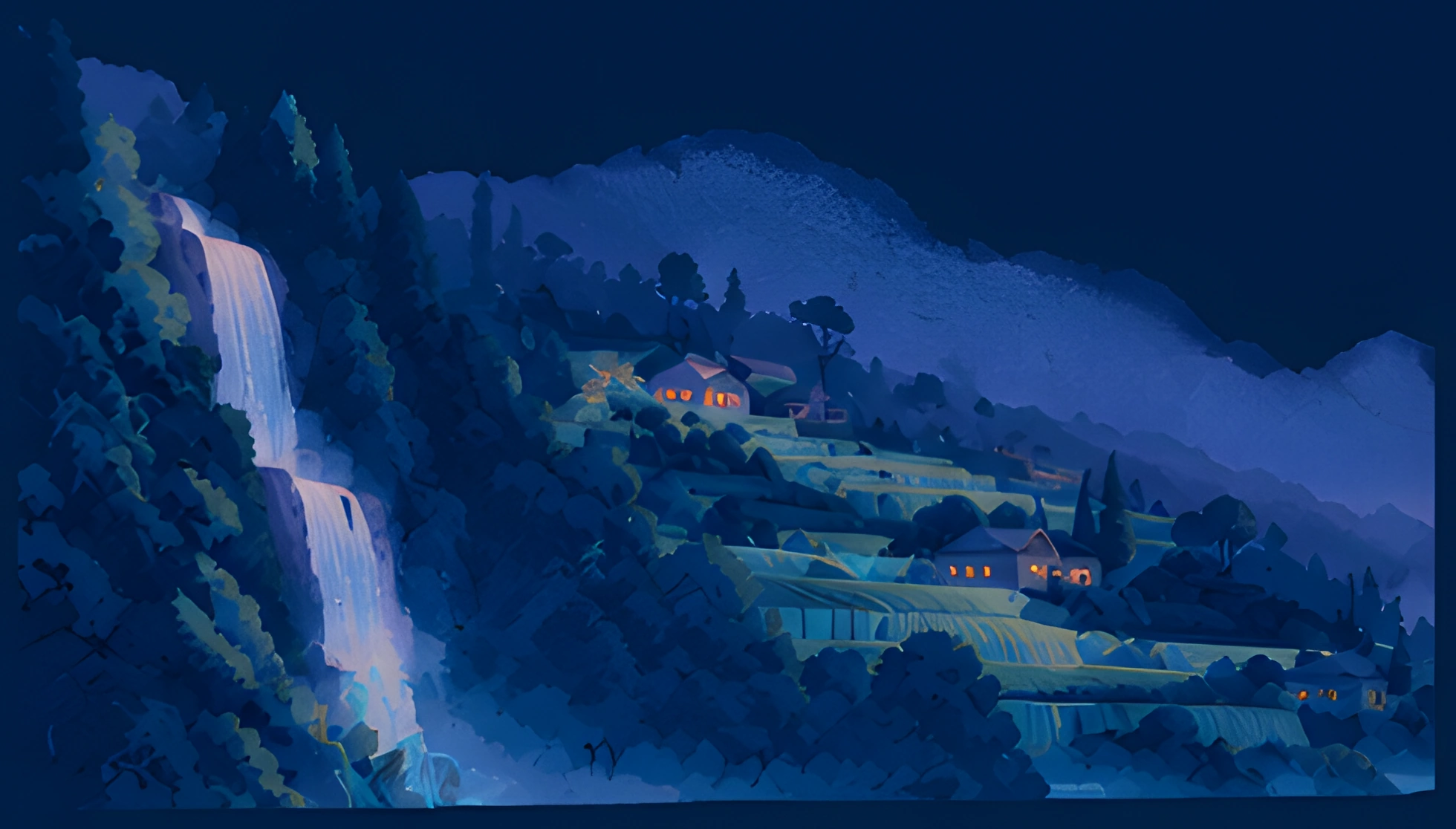 The waterfall and the satoyama terraces