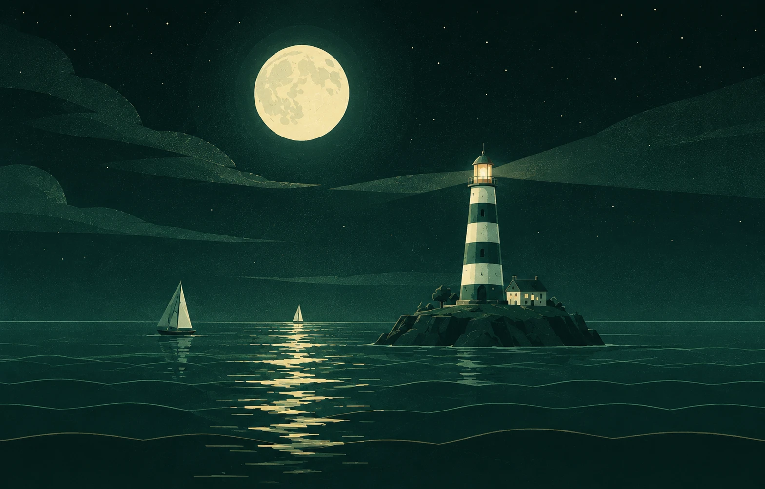 The lighthouse on its island